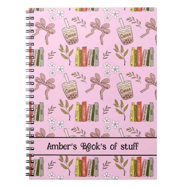 Coffee and Books Pattern Notebook | Cozy Reader  (Front)