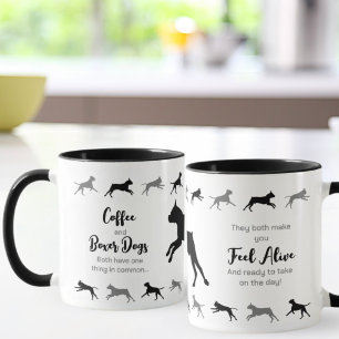 Coffee and Boxer Dogs Two-tone Mug Black & Grey