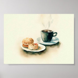 Coffee and Breakfast Painting Poster