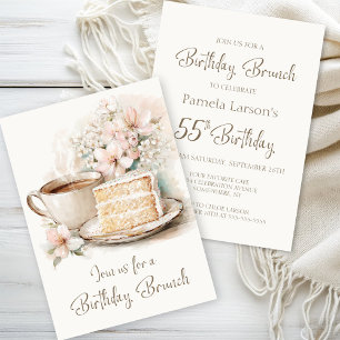 Coffee and Cake 55th Birthday Brunch Invitation