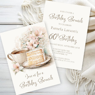 Coffee and Cake 60th Birthday Brunch Invitation