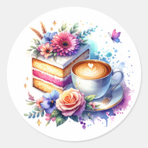 Coffee and Cake   Best Friend's Birthday Classic Round Sticker