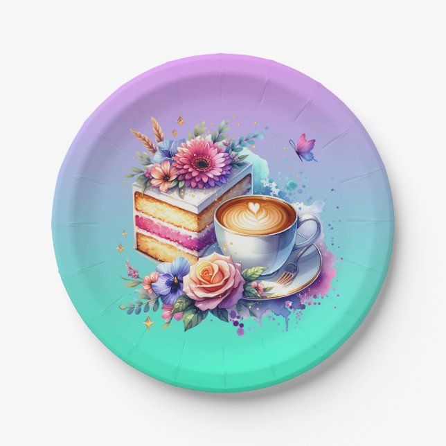 Coffee and Cake | Best Friend's Birthday Paper Plate (Front)