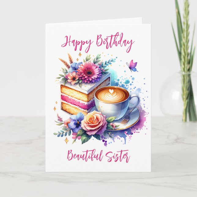 Coffee and Cake | Sister's Birthday Card (Front)