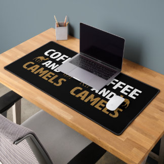Coffee And Camels Funny Camel Animal Lover Graphic Desk Mat