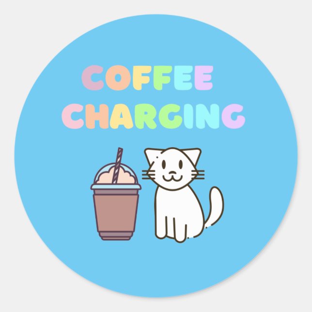 Coffee and Cat for Coffee Lover Classic Round Sticker (Front)