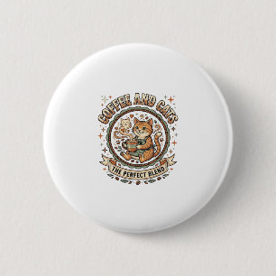 Coffee And Cats Cat Coffee Vintage Vector Art Shir 6 Cm Round Badge