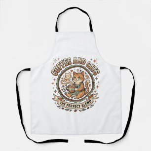 Coffee And Cats Cat Coffee Vintage Vector Art Shir Apron