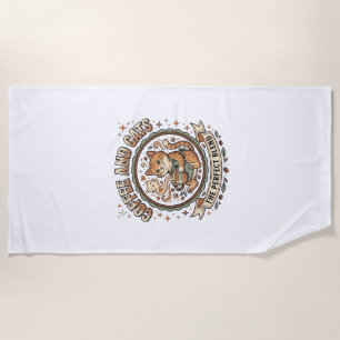 Coffee And Cats Cat Coffee Vintage Vector Art Shir Beach Towel
