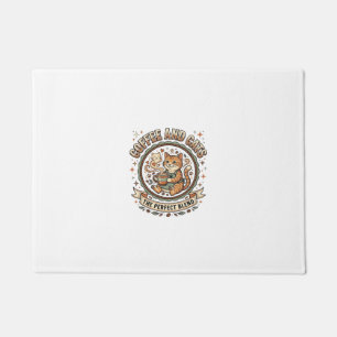 Coffee And Cats Cat Coffee Vintage Vector Art Shir Doormat
