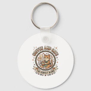 Coffee And Cats Cat Coffee Vintage Vector Art Shir Key Ring