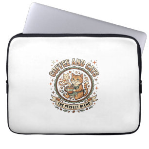 Coffee And Cats Cat Coffee Vintage Vector Art Shir Laptop Sleeve