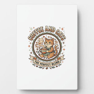 Coffee And Cats Cat Coffee Vintage Vector Art Shir Plaque