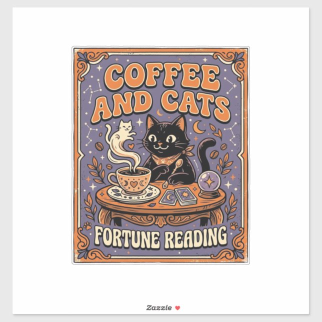 Coffee And Cats Cat Tea Leaves Coffee Fortune Read (Sheet)