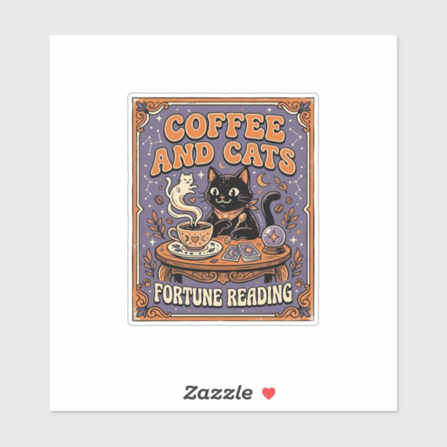 Coffee And Cats Cat Tea Leaves Coffee Fortune Read (Sheet)