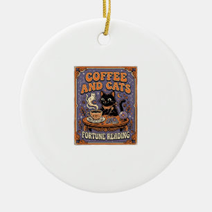 Coffee And Cats Cat Tea Leaves Coffee Fortune Read Ceramic Tree Decoration