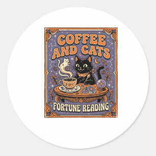 Coffee And Cats Cat Tea Leaves Coffee Fortune Read Classic Round Sticker
