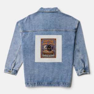 Coffee And Cats Cat Tea Leaves Coffee Fortune Read Denim Jacket