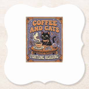 Coffee And Cats Cat Tea Leaves Coffee Fortune Read Paper Coaster