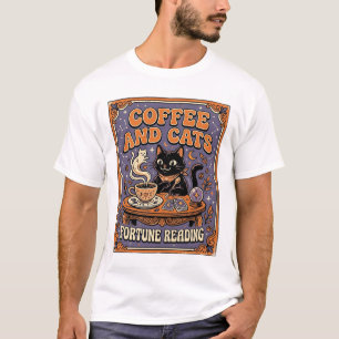 Coffee And Cats Cat Tea Leaves Coffee Fortune Read T-Shirt