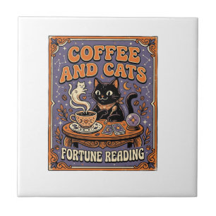 Coffee And Cats Cat Tea Leaves Coffee Fortune Read Tile