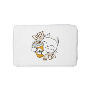 Coffee And Cats, coffee, cat, cats, kitten Bath Mat