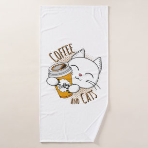 Coffee And Cats, coffee, cat, cats, kitten Bath Towel