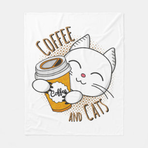 Coffee And Cats, coffee, cat, cats, kitten Fleece Blanket