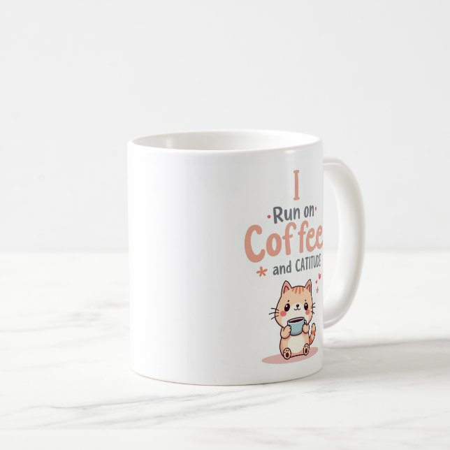 Coffee and Cattitude Funny Cat Mug (Front Right)