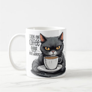 Coffee and Chaos, Cat, Cat and Coffee Humor Mug