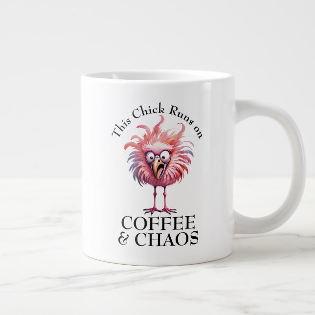 Coffee and Chaos Funny Saying Large Coffee Mug (Right)