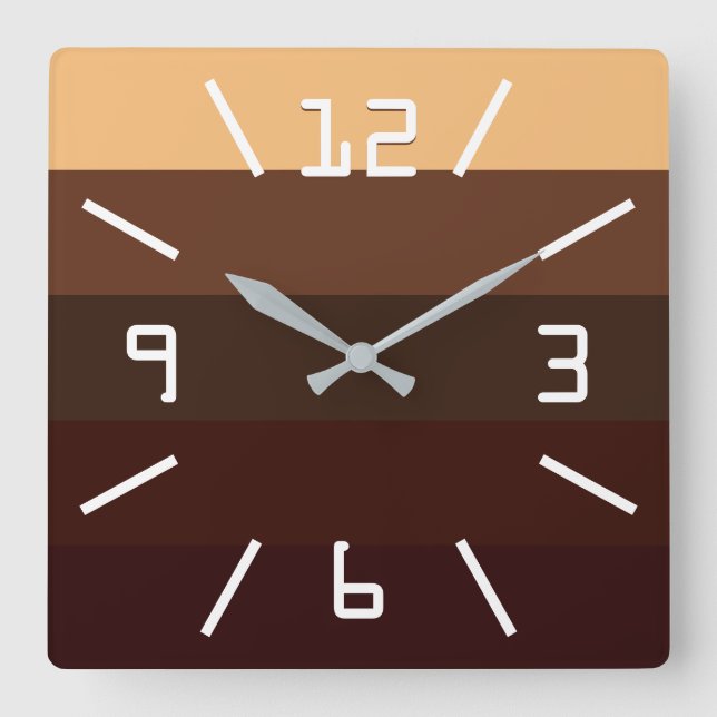 Coffee and Chocolate Square Wall Clock (Front)