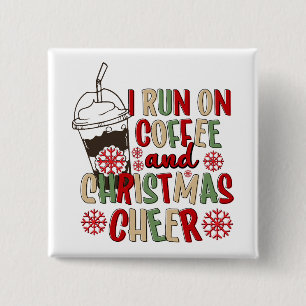 Coffee and Christmas Cheer Retro Groovy Christmas  15 Cm Square Badge