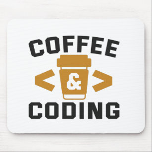 Coffee and Coding Funny Programmer Life Lover Mouse Mat