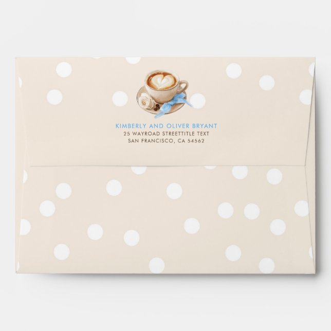 Coffee and Confetti Beige Blue Baby Shower  Envelope (Back (Top Flap))