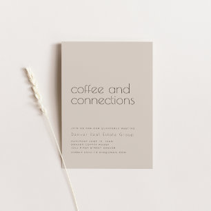Coffee and Connections Simple Beige Business Invitation