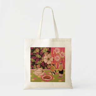 Coffee and Cookies Floral Tote Bag