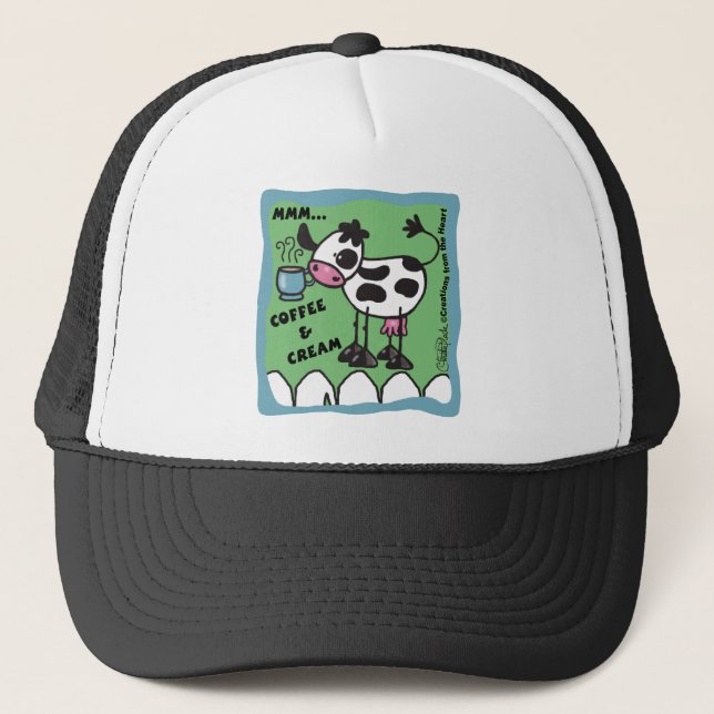 Coffee and Cream Cow Trucker Hat (Front)
