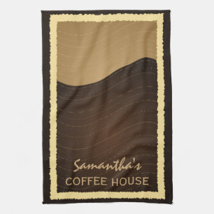 Coffee and Cream Waves Vertical Kitchen Tea Towel