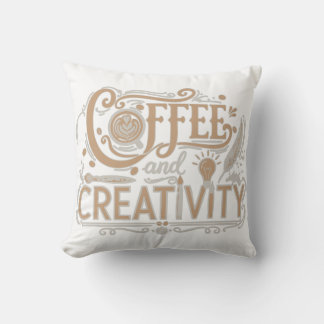Coffee and Creativity Typography Cushion
