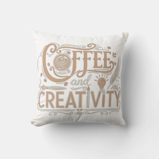 Coffee and Creativity Typography Cushion (Front)