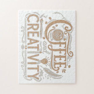 Coffee and Creativity Typography Jigsaw Puzzle