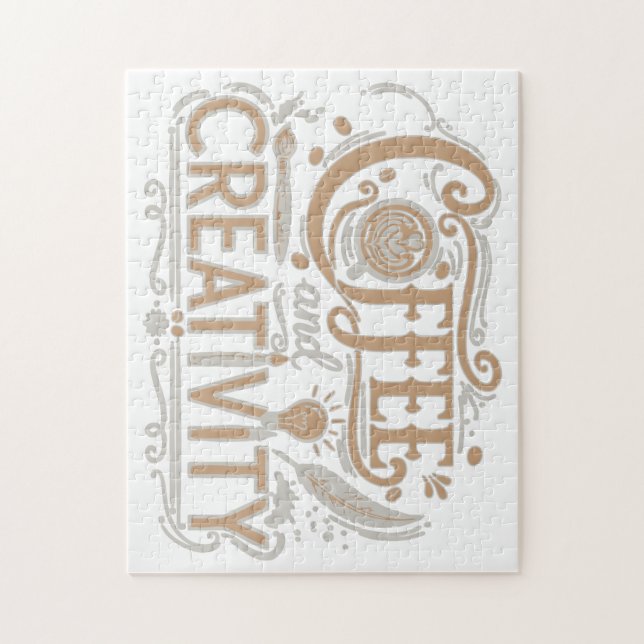 Coffee and Creativity Typography Jigsaw Puzzle (Vertical)