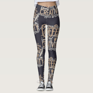 Coffee and Creativity Typography Leggings