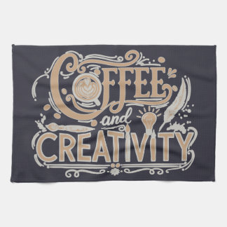 Coffee and Creativity Typography Tea Towel