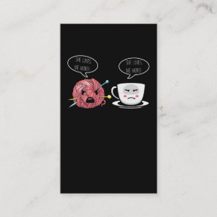 Coffee and Crochet Lady Crocheting Yarn Humour Business Card
