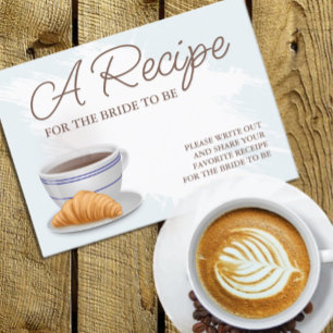 Coffee and Croissants Bridal Shower Recipe Enclosure Card