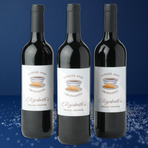 Coffee and Croissants Bridal Shower Wine Label