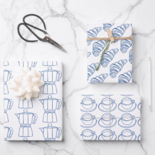 Coffee and croissants  wrapping paper sheet