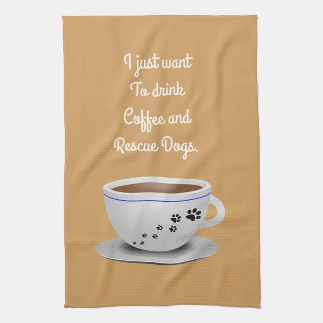 Coffee and Dogs Kitchen Towel (Vertical)